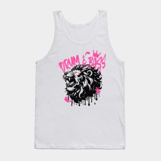 DRUM AND BASS  - Stenciled Lion (black/pink) Tank Top